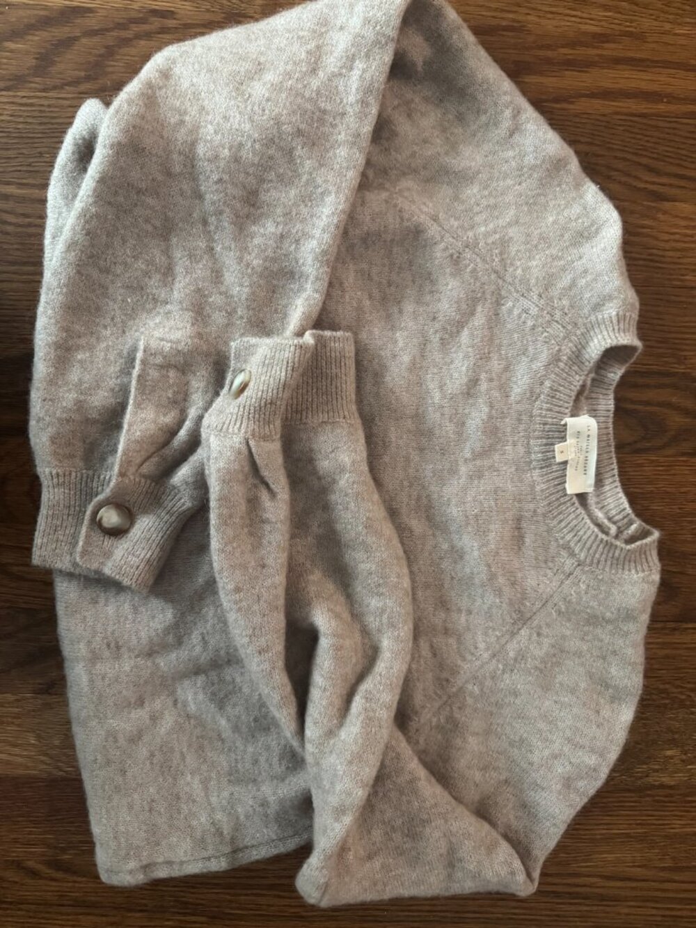 Sezane Oatmeal Beige Knit Sweater Button Cuffs — Size S - Picture 4 of 4